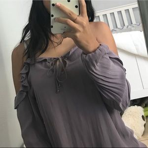 lavender cold shoulder blouse